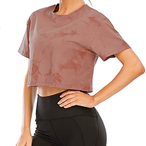 T-shirt court moderne pour femmes, coupe ajustée, en mélange de coton très extensible, personnalisable pour commande en gros - Product Image 2