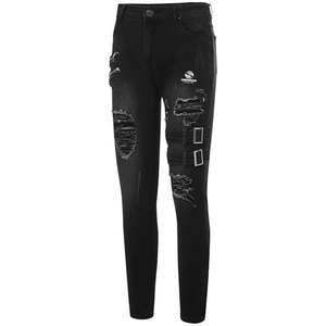 Pantalones Cargo de Mezclilla para Hombre, Estilo Motero, Desgastados, Ajuste Recto, Elásticos, Novedad, Talle Alto - Product Image 1
