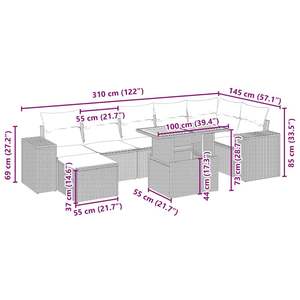 Ensemble de canapés de jardin en rotin PE beige avec grands accoudoirs réglables - Product Image 4