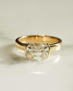 Modern 2.00CT Old Mine Cushion Cut <b>Diamond</b> Signet <b>Ring</b> for Women Lab Grown 14k Yellow Gold Engagement Wedding Promise Jewelry - Product Image 2