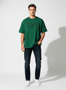 T-shirt blanc brodé pour femme, col rond, manches courtes, logo personnalisé, streetwear, haut décontracté - Product Image 5