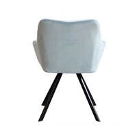 Fauteuil de détente en velours bleu ciel au design moderne avec dossier et pieds en métal pour chambre, appartement, salon, hôtel, salle à manger