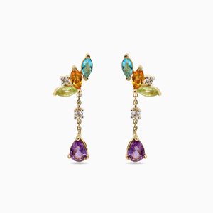 เครื่องประดับหรูหรา Vaayu Jewels ต่างหูแบบห่วงทอง 10K/14K/18K เงิน 925/935 ประดับพลอยแอมเมทิสต์ทรงลูกแพร์ ชุบโรเดียม ตัวเรือนแบบกรงเล็บ สำหรับผู้หญิง - Product Image 3