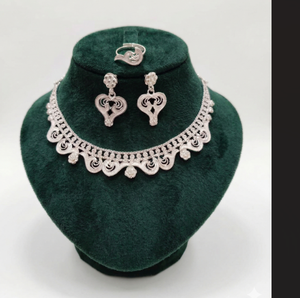 Naykk Creations Womens Handmade <b>Silver</b> Plated Copper Brass 3-Piece Jewelry <b>Set</b> High Quality <b>Necklace</b> Earrings Ring Wedding - Product Image 2