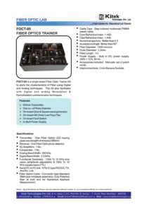 Kitek FOCT-05 Advanced Digital <b>Fiber</b> <b>Optics</b> Trainer Kit New Plastic Educational Didactic <b>Equipment</b> - Product Image 2