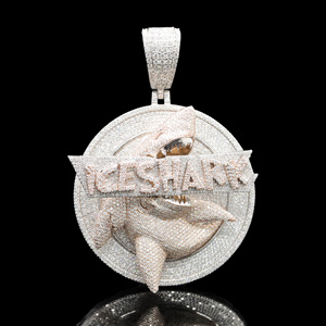 Ice Legacy Custom Iced Diamond <b>Name</b> Pendant Cuban Link <b>Chain</b> Stainless Steel Tibetan Silver Rhodium Plated Hip Hop Style Unisex - Product Image 1