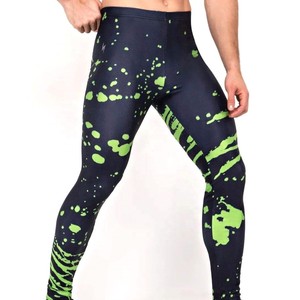 Leggings de Compresión de Spandex para Hombre, Largos, de Secado Rápido, Negros, Verdes, con Patrón Geométrico, Cintura Elástica - Product Image 5