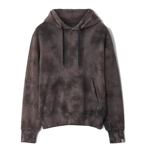 <b>Mens</b> Vintage Tie Dye Oversized Hoodie Charcoal Grey Heavyweight Cotton Fleece Drop Shoulder Streetwear <b>Pullover</b> - Product Image 1