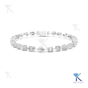 Mixed Shape Diamond Tennis Bracelet Pear Emerald Oval Heart Cut 14K 18K <b>Solid</b> <b>Gold</b> Fine Women Luxury Jewelry Manufacturer - Product Image 3