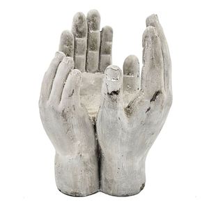 Juego de 2 Macetas y Jardineras Decorativas de Cemento con Diseño de Manos, 6x6x9 Pulgadas - Product Image 3