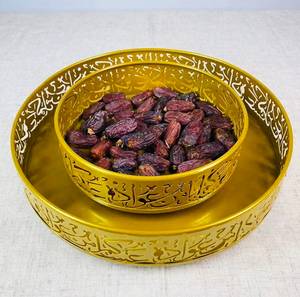 2027 Ramadan Home <b>Tabletop</b> Decorations Arabic Calligraphy Design Round Shape Islamic <b>Storage</b> Trays for Dates - Product Image 2