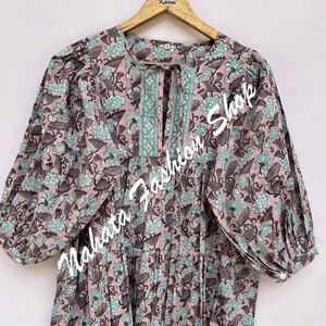 Nouvelle robe d'été en coton à motifs floraux imprimés pour femmes - Product Image 1