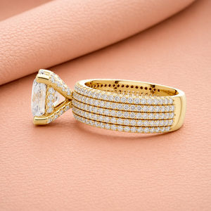 Bague de luxe en or massif 14 carats plaqué rhodium avec diamant taille ovale pour femme, pavé, pour fiançailles et mariage, bijou cadeau, clarté VVS1-VVS2 - Product Image 2