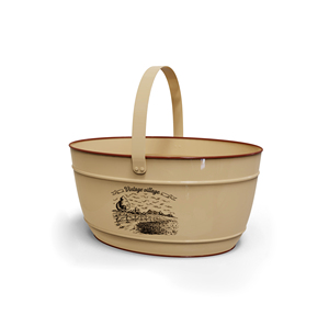 Oval Metal Storage Organizer with Rope Handles Industrial Style Durable Utility <b>Bin</b> for Living Room Sundries Galvanized <b>Caddy</b> - Product Image 1