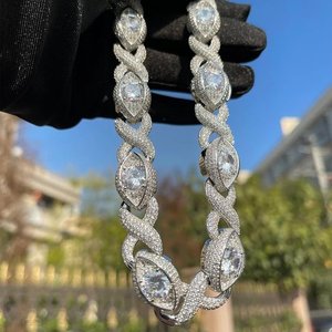 Collar de eslabones cubanos con circonitas marquesa estilo 'Iced Out Infinity Eyes', joyería Hip Hop para hombres y mujeres - Product Image 2