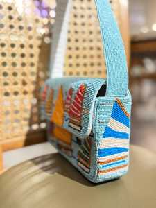 ALI FASHION ART กระเป๋าถือทรงสี่เหลี่ยมผืนผ้า งานฝีมือปักลายผีเสื้อหลากสี ประดับด้วยลูกปัดแก้ว ทำจากโพลีเอสเตอร์ ซักทำความสะอาดได้ - Product Image 2