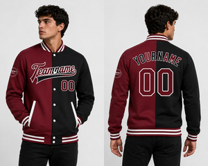 Chaqueta Varsity Reversible para Hombre SINEWY SPORTS, Color Granate y Negro, con Estampado de Letras, Nombre y Número Personalizados, Estilo Deportivo, Cuello Camisero - Product Image 4