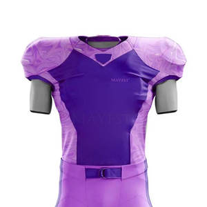Uniforme de football américain personnalisable OEM, 100% polyester, séchage rapide, extensible dans quatre directions, manches courtes, logo et nom d'équipe personnalisés - Product Image 3