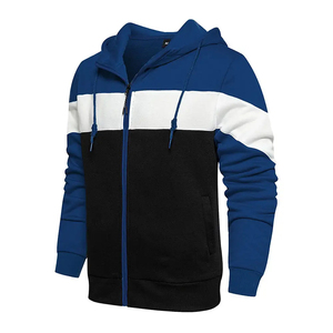 Men's Color Blocking Hoodie Sweatshirt Regular Fit French Terry Casual <b>Zip</b>-<b>Up</b> <b>Jacket</b> with Pockets Autumn Wear Hoodie For Men's - Product Image 4