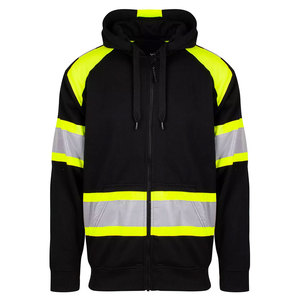 Sweat à capuche de sécurité haute visibilité pour travaux de construction, vêtements de travail réfléchissants, sécurité haute visibilité, 100% coton, fermeture éclair épaisse - Product Image 1