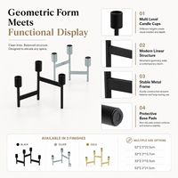 Tempat Lilin Logam Lipat Modern Geometris Multi Lengan untuk Dekorasi Meja Pernikahan dan Rumah Grosir