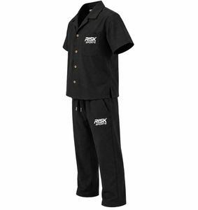 Conjunto Deportivo Informal de Manga Corta Negro, Camisa con Botones y Pantalones con Cordón, Ropa Deportiva Informal, 100% Nailon - Product Image 4