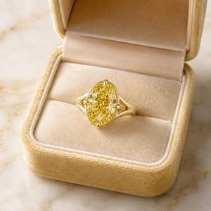 Anillo Solitario Ovalado de Moissanita Amarilla Brillante de 3CT para Mujer, Plata 925 Original con Rodio, Estilo Romántico, Regalo para Enamorados - Product Image 4