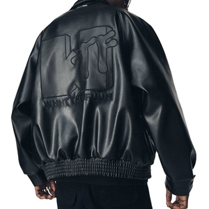 Veste en cuir de moto noire à col montant pour hommes, tissu en toile pour l'hiver, approvisionnement direct du fabricant - Product Image 3