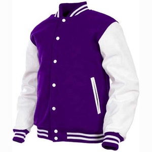 OEM Custom <b>Men's</b> Wool Letterman Real <b>Leather</b> Varsity <b>Jacket</b> Embroidery Logos Patches and Labels <b>Jacket</b> for <b>Men</b> - Product Image 2
