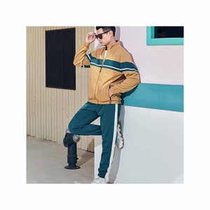 Nouvel ensemble de survêtement décontracté 2 pièces pour homme, grande taille, 100 % coton imprimé, avec contraste, pour le sport et le jogging - Product Image 3