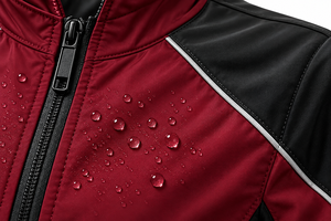 Chaqueta Cortavientos Técnica Borgoña para Mujer al por Mayor con Paneles Negros, Costuras Reflectantes y Dobladillo Ajustable, Marca Privada OEM - Product Image 6