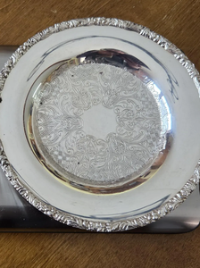 Plateau décoratif de luxe royal, argenté, orné de laiton et d'aluminium, style simple et traditionnel pour la maison, décoration de Noël et du Ramadan - Product Image 2