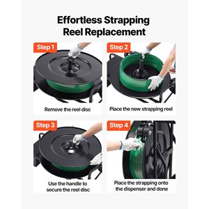 Carrello per Reggiatura Resistente per Bobine di Nastro PET/PP/Acciaio, Dispenser per Nastro da 8-16 Pollici, Attrezzato per Applicazioni di Imballaggio - Product Image 5