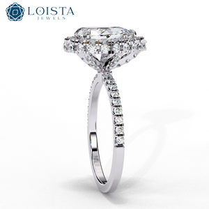 แหวนหมั้นเพชรทรงลูกแพร์ LOISTA เพชรเลี้ยงในห้องปฏิบัติการ ชุบทอง ประดับเพชรธรรมชาติ ทรงคลาสสิกสำหรับผู้หญิง สี E - Product Image 2