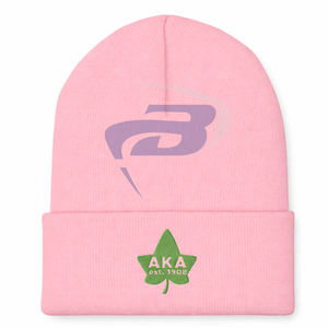 Alpha |   Kapa |   Bonnet d'hiver tricoté Alpha AKA Sorority rose et vert avec broderie 3D – Bonnet d'hiver tricoté de qualité supérieure - Product Image 1