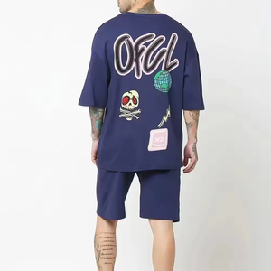 Ensemble de T-shirts décontractés en coton respirant à col rond pour homme, style streetwear personnalisé, délavé à l'acide, avec logo imprimé par sublimation - Product Image 5
