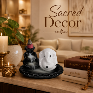 Lucky Ganesha Ceramic Backflow <b>Incense</b> Burner | Waterfall Aromatherapy <b>Cone</b> Holder Meditation Home Decor Gift Set Tabletop Decor - Product Image 4