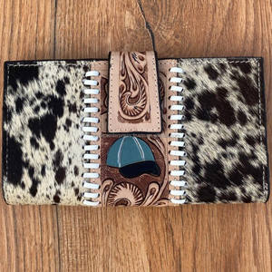 Nouveau Designer Embrayage Cuir De Fourrure De Vachette Usiné À La Main Sculpture Portefeuille Téléphone Cas Élégant Portefeuille Multi Utilisations Portefeuilles - Product Image 2
