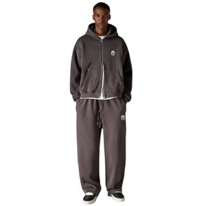 Knit Contrast Binding Zip Through Hoodie and Jogger Set for Men Casual Cotton Streetwear Sweatshirt and <b>Pants</b> Fashion Activewear - Product Image 6