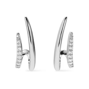 Boucles d'oreilles grimpantes modernes en or rose 14K avec diamants de laboratoire, deux crochets, style statement - Product Image 2