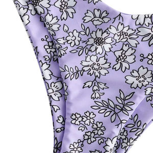 Ensemble bikini deux pièces à carreaux floraux pour femmes de grande taille, bas triangle à coupe haute, maillot de bain à volants et dos nu - Product Image 5