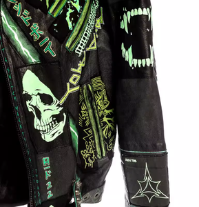 FURAT LEATHERS OEM Your Own <b>Punk</b> Style Bad Boy Leather Biker <b>Jacket</b> Stand Breathable Customized Embroidered Rhinestone Men's - Product Image 3
