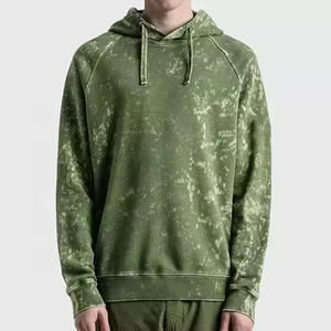 Men's Regular Fit Hooded Sweatshirt Solid Color Washed Cotton Fleece <b>Lightweight</b> Plain Dyed 500g Streetwear Customizable Pocket - Product Image 5