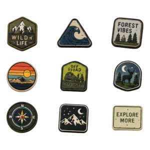 Custom 3D Embossed Rubber Patches Outdoor Adventure Design Stick-On Badge for <b>Bags</b> and <b>Hats</b> Irregular Shape Decorative Patch - Product Image 2