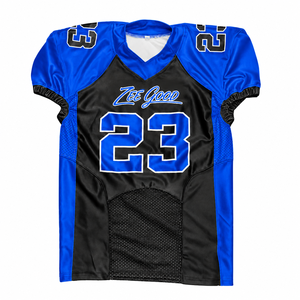 Camiseta de Fútbol Americano Zee Good 23 Azul y Negra para Hombre, Manga Corta, Cuello en V, Transpirable, de Poliéster, Talla Adulto - Product Image 1