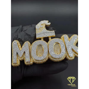 MOOK Moissanite Diamond Name Necklace <b>Iced</b> Out Custom Pendant Hip Hop <b>Chain</b> Luxury Jewelry Gift - Product Image 4