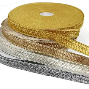 OEM Eco-Friendly Gold Metallic Jacquard <b>Braid</b> Lace Trim Ribbon Customized Wide Gold Lace - Product Image 6