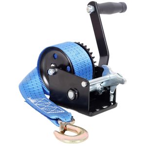 Argano Manuale Portatile da 800 libbre con Cinghia Blu da 6 Metri, Guscio Nero, Rapporto di Trasmissione 3.1:1, Cricchetto Bidirezionale, Argani Elettrici - Product Image 1