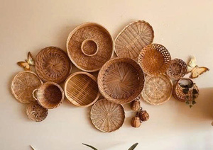 Ensemble de paniers de rangement en rotin vintage en forme de cœur, décoration murale, utilisation pour mariage, design flexible, plusieurs tailles, fabriqué au Vietnam - Product Image 5