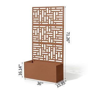 Fioriera da Giardino in Metallo Alta 70 Pollici con Traliccio per Piante Rampicanti e Ortaggi, Recinzione e Cancello - Product Image 1